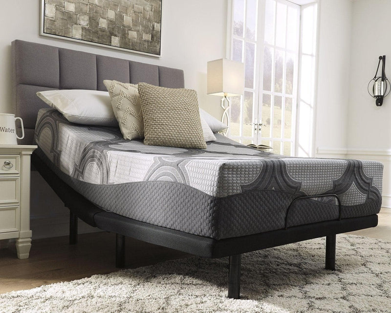 12 Inch Ashley Hybrid Adjustable Base and Gray Mattress - Ornate Home