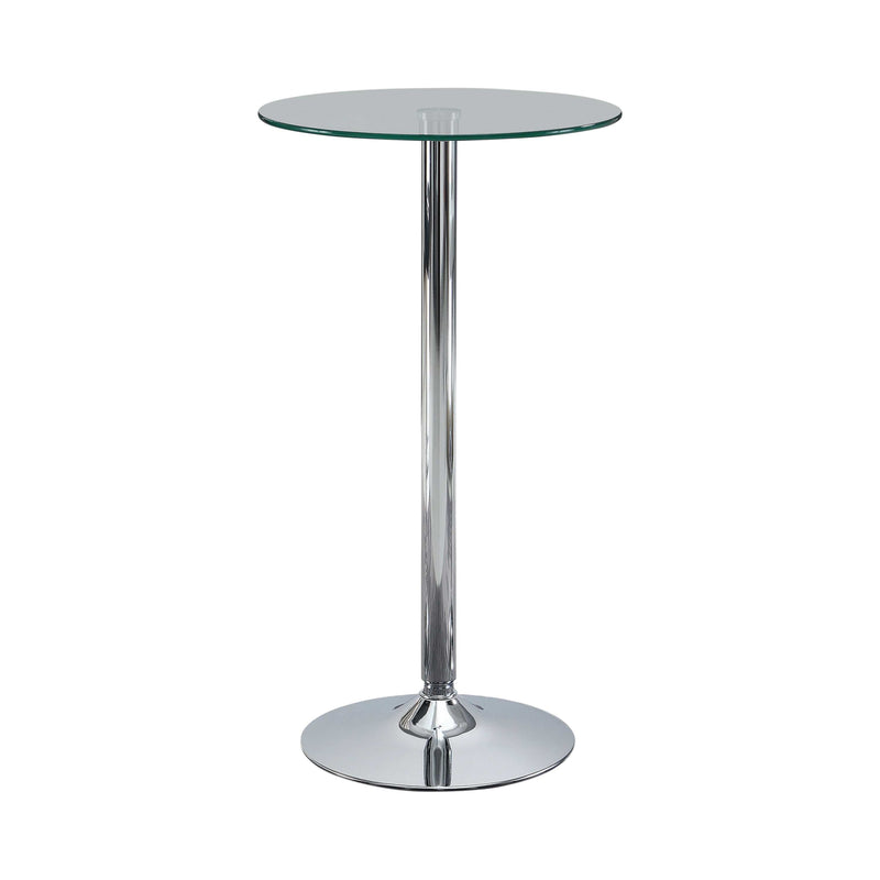 Zac - Chrome - Glass Top Round Bar Table - Ornate Home