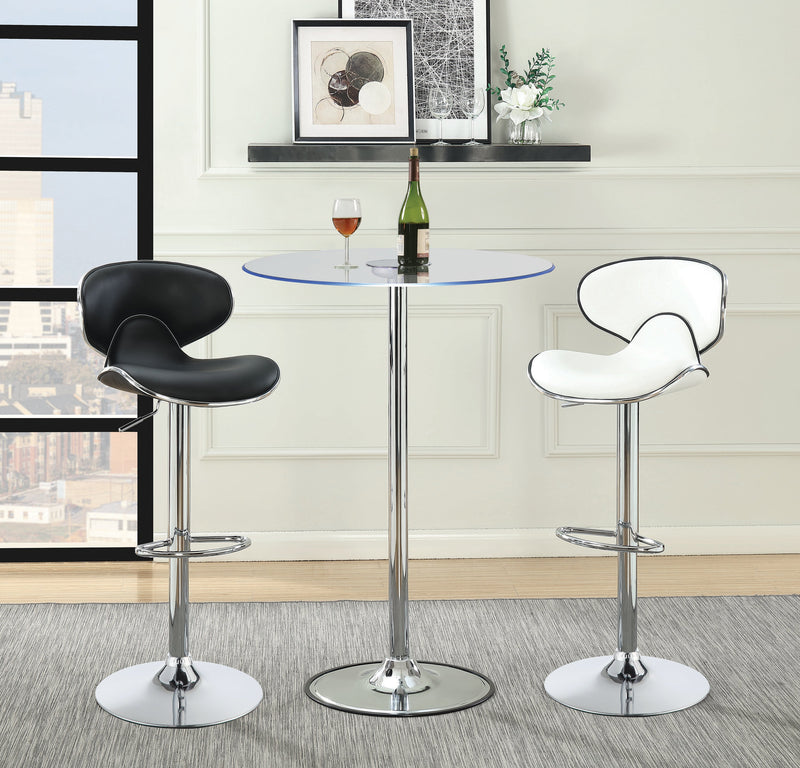 Edenton White & Chrome Adjustable Height Bar Stools (Set Of 2)