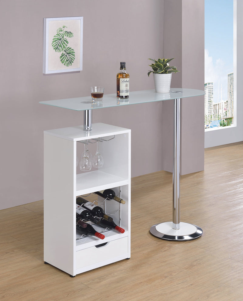 Koufax Glossy White Bar Table