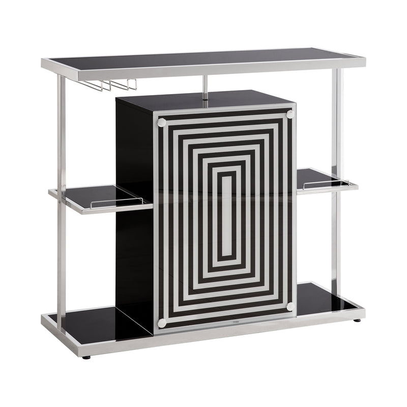 Zinnia Glossy Black & White 2 Tier Bar Unit