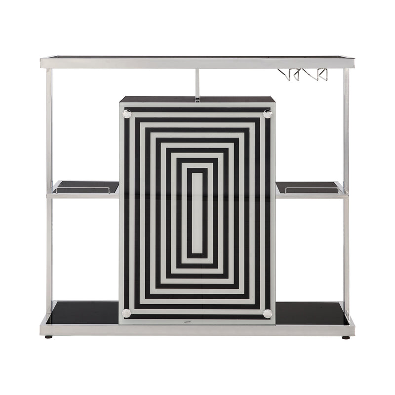 Zinnia Glossy Black & White 2 Tier Bar Unit