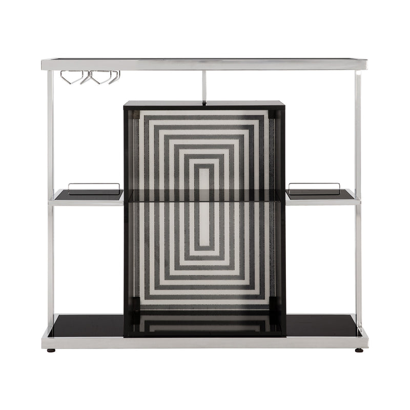 Zinnia Glossy Black & White 2 Tier Bar Unit