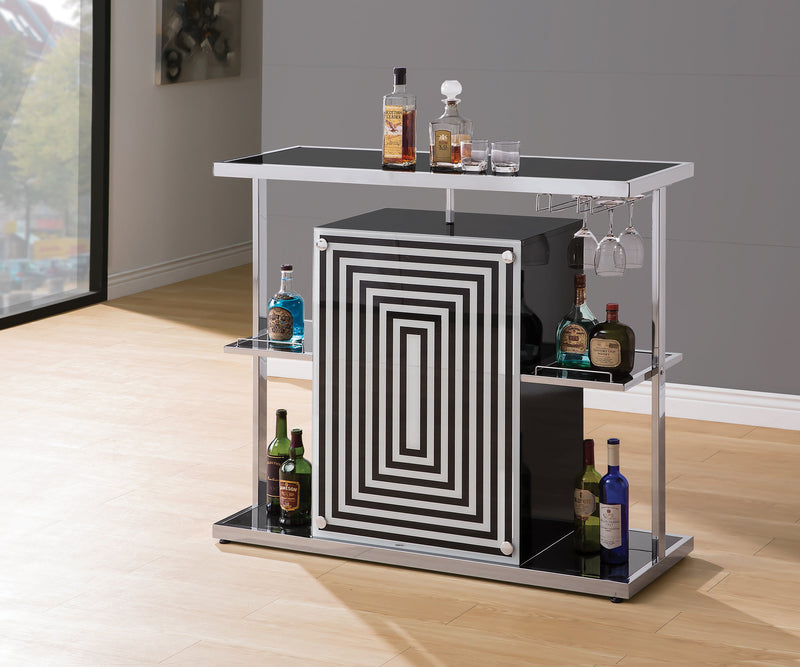 Zinnia Glossy Black & White 2 Tier Bar Unit