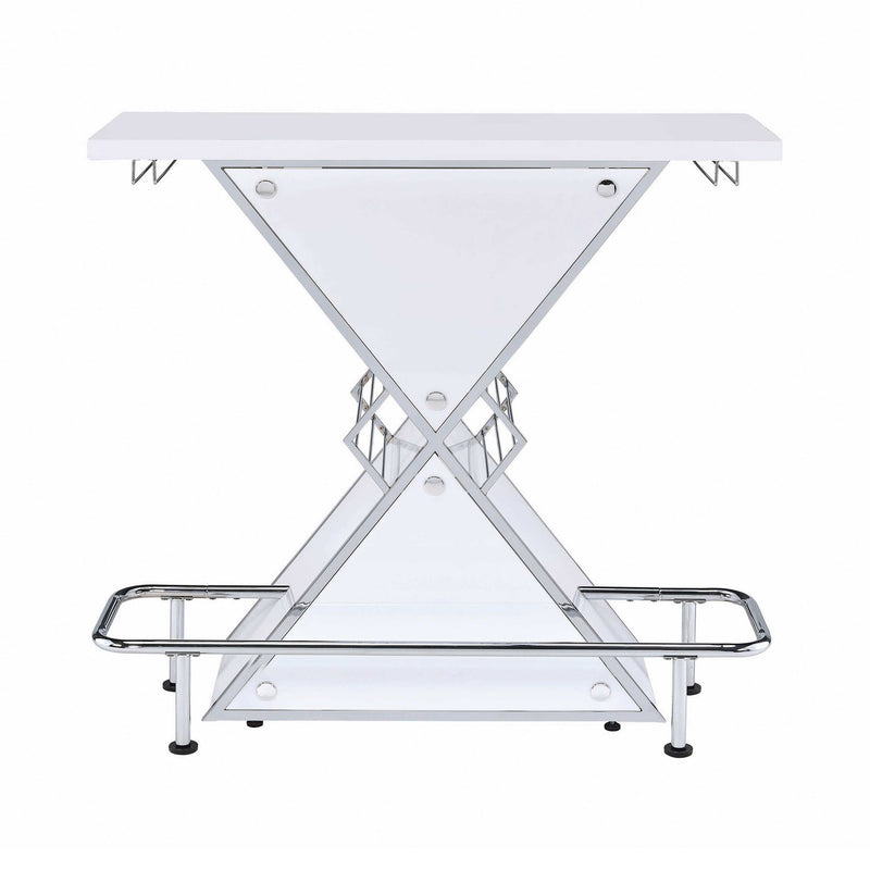 Rex - Glossy White - X Shape Bar Unit - Ornate Home