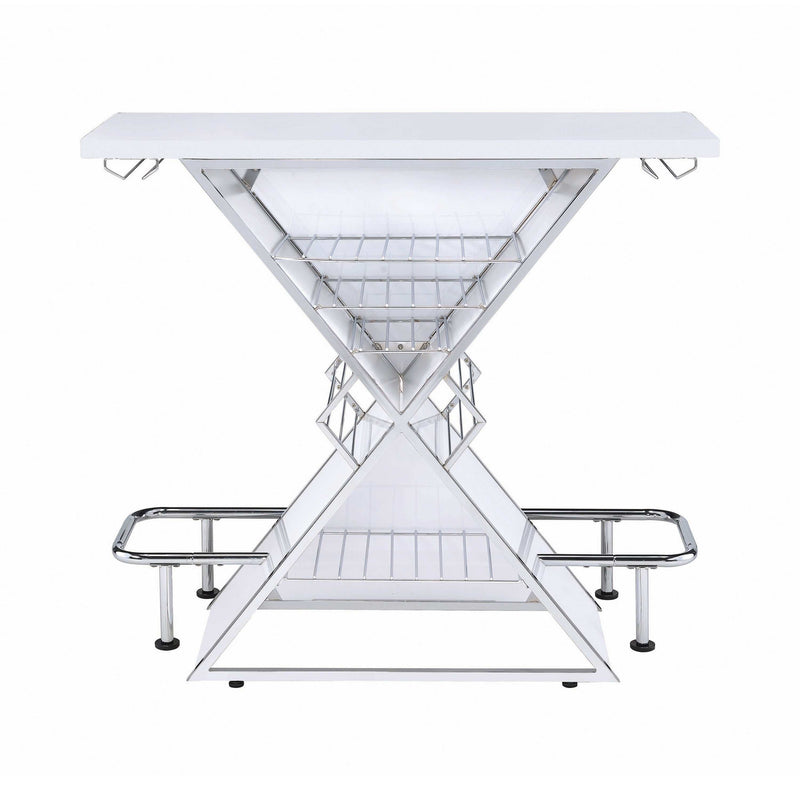 Rex - Glossy White - X Shape Bar Unit - Ornate Home