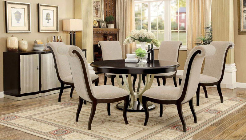 Ornette - Espresso & Champagne - Round Dining Table - Ornate Home