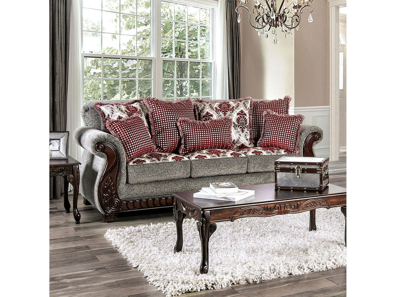 Whitland Light Gray & Red Sofa