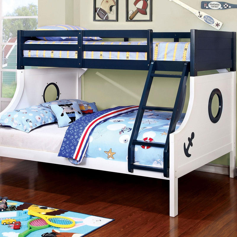 Nautia Blue & White Twin/Full Bunk Bed