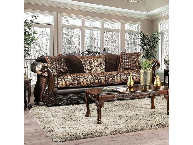 Newdale - Brown & Gold - Sofa - Ornate Home