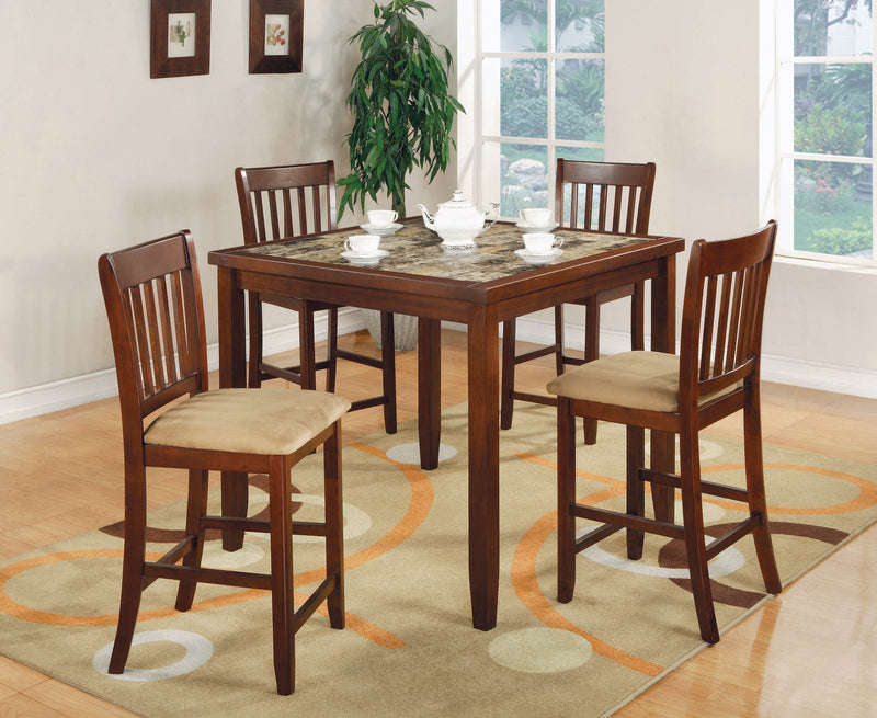 Dalira - Cherry & Tan - 5pc Counter Height Dining Set - Ornate Home