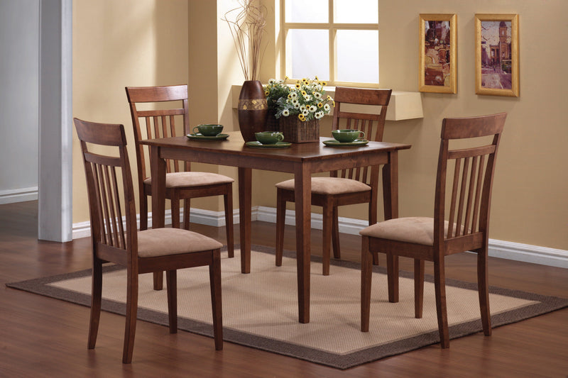 Viaan - Chestnut & Tan - 5pc Dining Room Set - Ornate Home