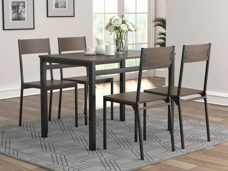 Kynan - Dark Brown And Matte Black - 5pc Dining Set - Ornate Home