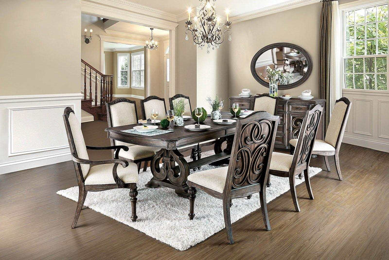 Arcadia - Rustic Brown - Dining Table w/ 18" Leaf - Ornate Home