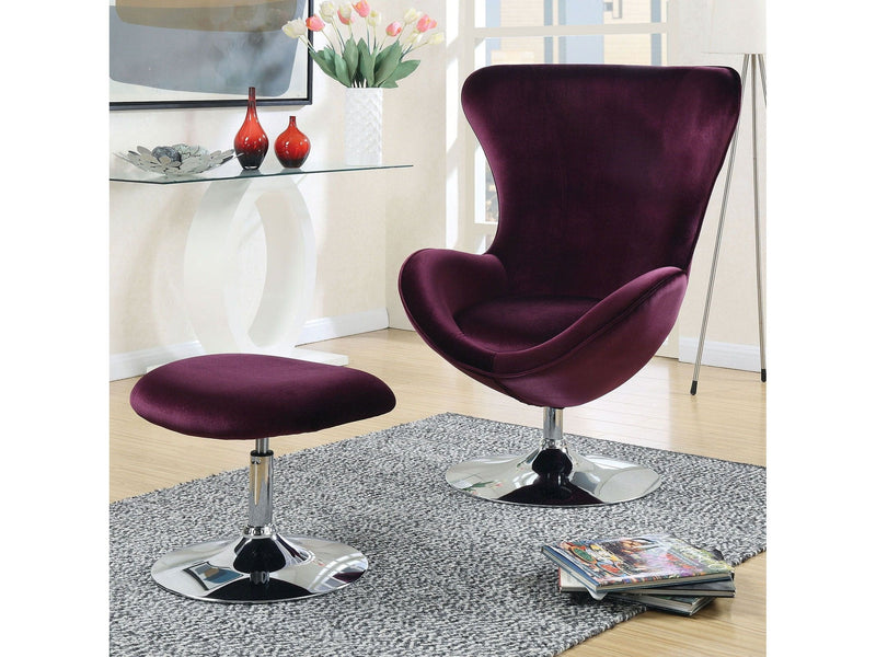 Eloise Purple Accent Chair w/ Ottoman