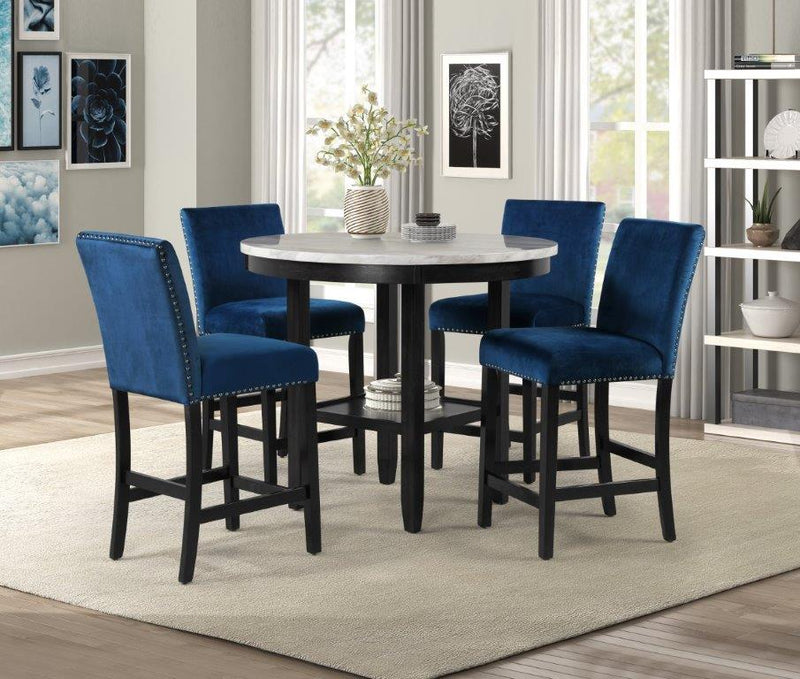 Lennon Royal Blue Velvet Counter Height Dining Chair (Set of 2)