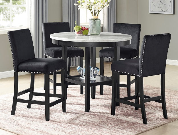 Lennon Black Velvet Counter Height Dining Chair (Set of 2)