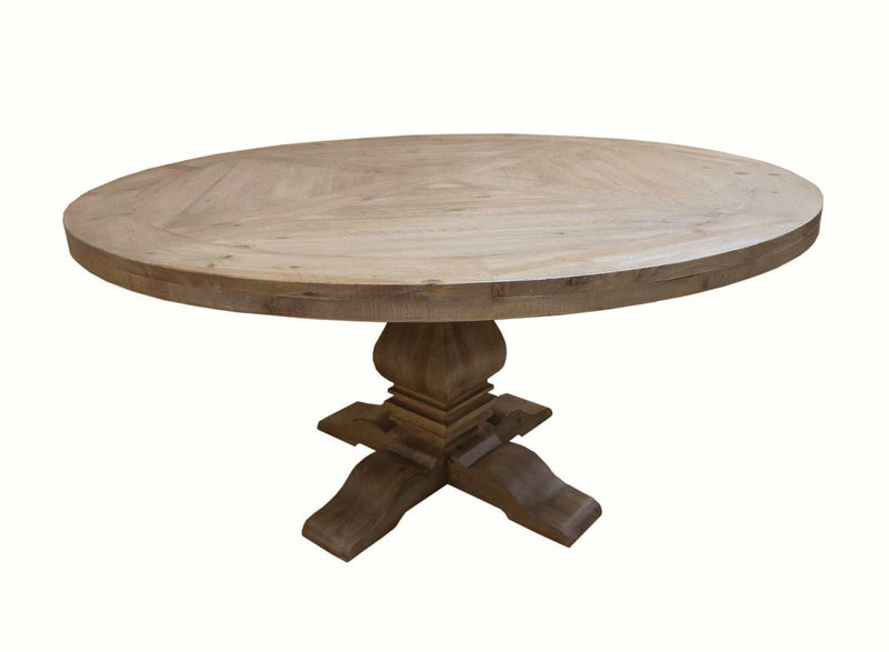 Florence - Rustic Smoke - Round Pedestal Dining Table - Ornate Home