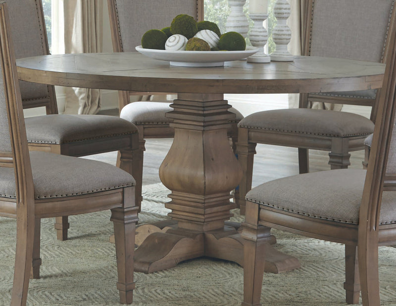 Florence - Rustic Smoke - Round Pedestal Dining Table - Ornate Home