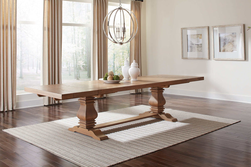 Florence - Rustic Smoke - Double Pedestal Dining Table - Ornate Home