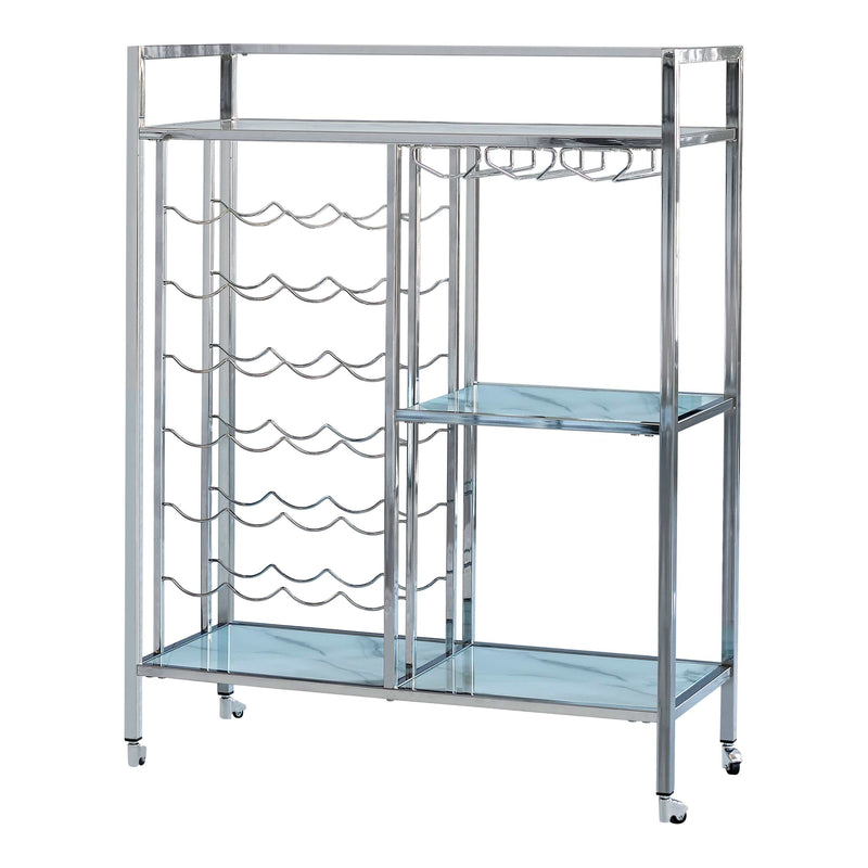 Evie - Chrome - Serving Cart  w/ Casters - Ornate Home