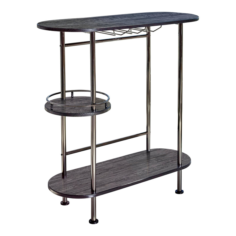 Junai - Black Nickel & Black Oak - 3-tier Bar Unit - Ornate Home