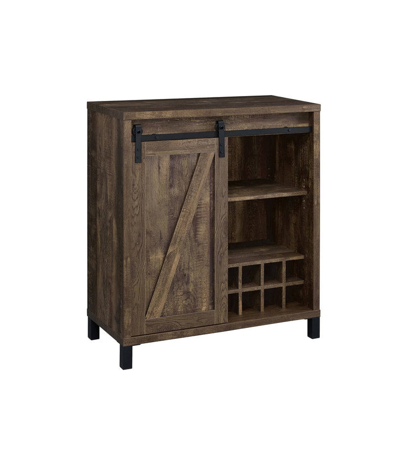 Danyal - Rustic Oak - Bar Cabinet w/ Sliding Door - Ornate Home