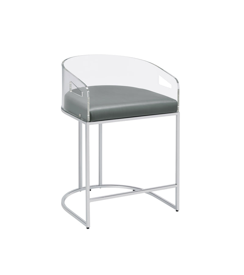 Sarina Grey & Chrome Counter Height Stools (Set Of 2)