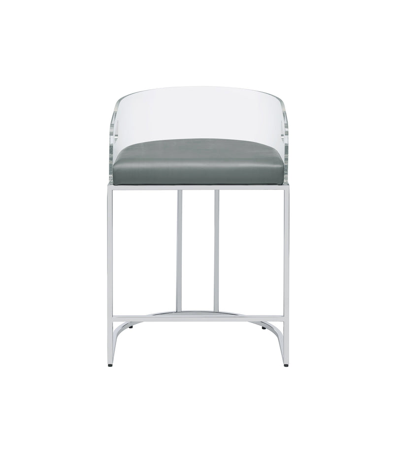 Sarina Grey & Chrome Counter Height Stools (Set Of 2)