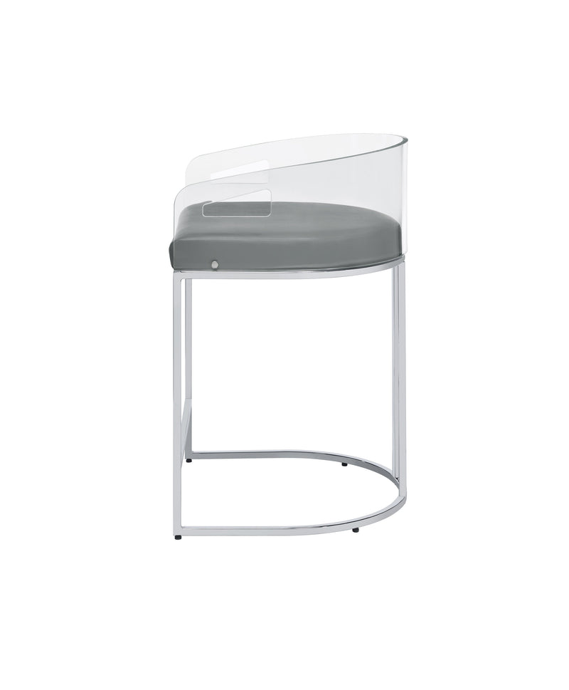 Sarina Grey & Chrome Counter Height Stools (Set Of 2)