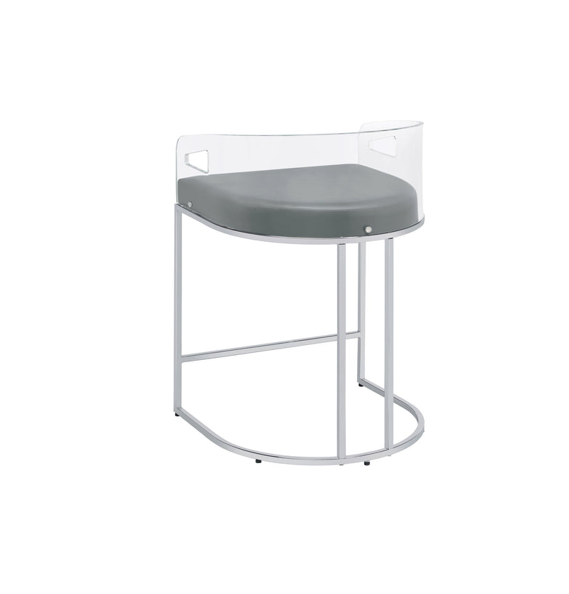 Sarina Grey & Chrome Counter Height Stools (Set Of 2)