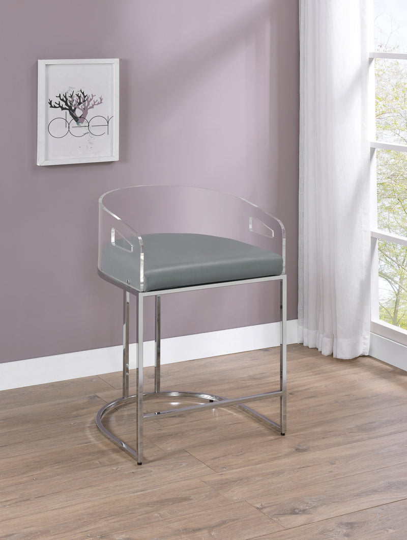 Sarina Grey & Chrome Counter Height Stools (Set Of 2)