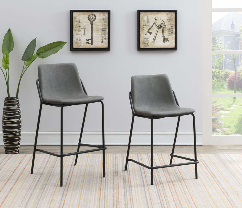 Devan - Grey And Black - Counter Height Stools  (Set Of 2) - Ornate Home