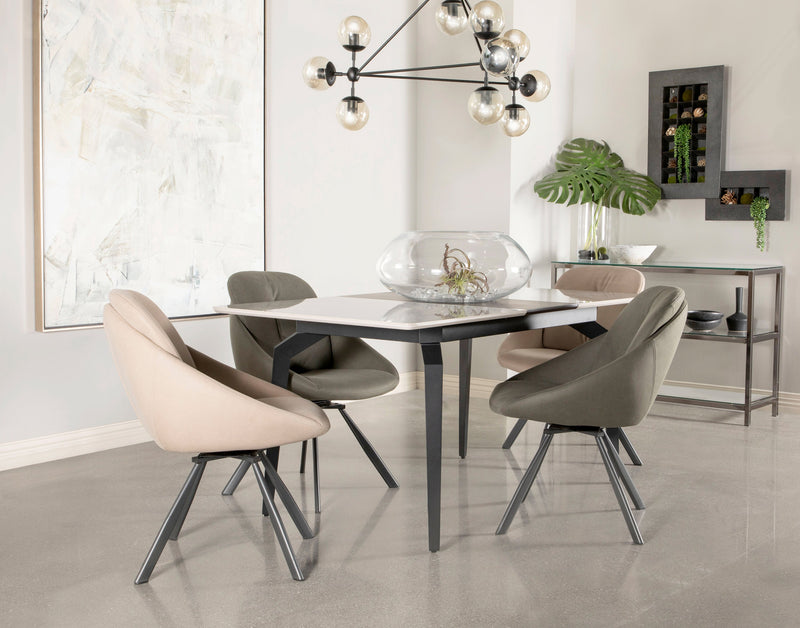 Mina  Grey Ceramic & Sandy Black Rectangular Dining Table