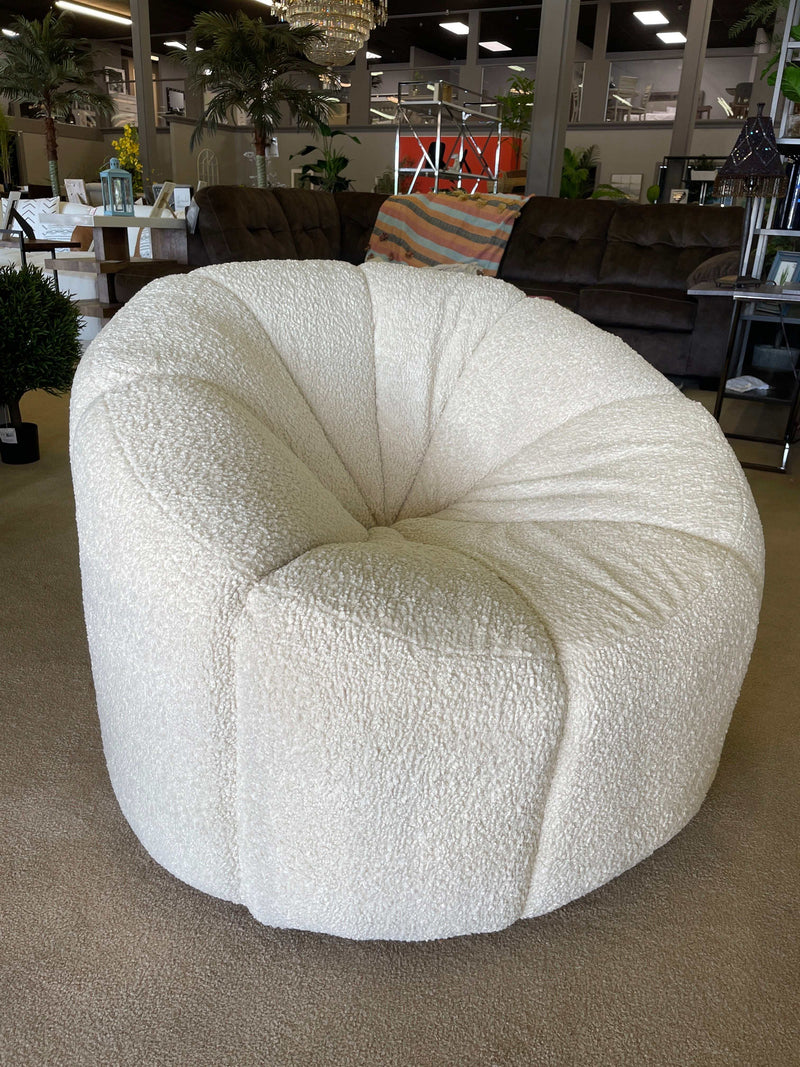 Osmash - White Boucle - Chair - Swivel 360 Degree - Ornate Home