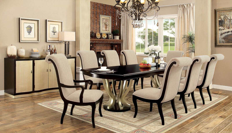 Ornette - Espresso & Champagne - 9pc Dining Room Set - Ornate Home