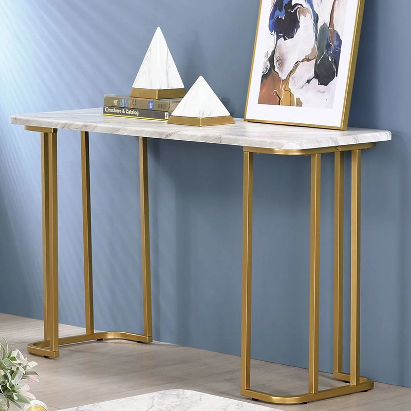 Calista Gold & White Sofa Table