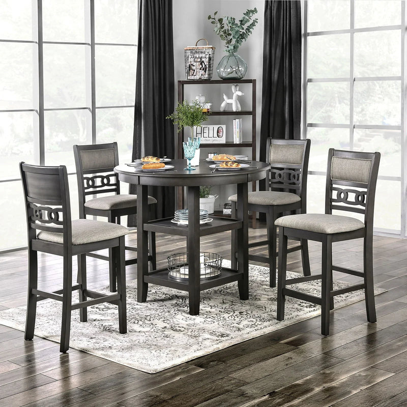 Milly - Gray - 5pc Counter Height  Dining Room Set - Ornate Home