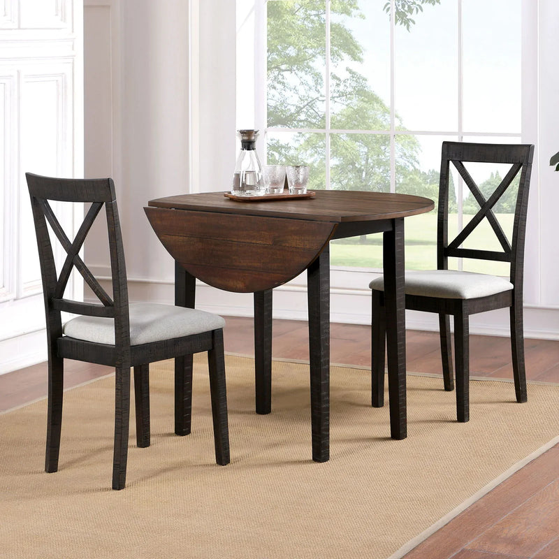 Veneta - Dark Oak & Walnut  - 3pc Dining Room Set - Ornate Home