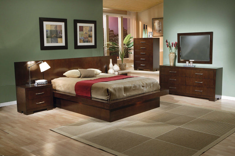 Jessica - Cappuccino - California King Platform Bed w/ Rail Seating - Ornate Home