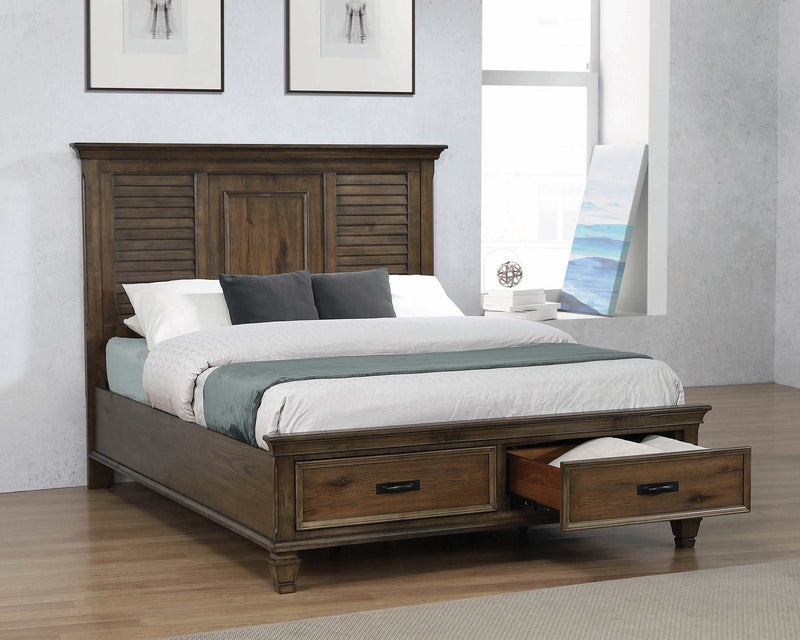 Franco - Burnished Oak - Eastern King Storage Bed - Ornate Home