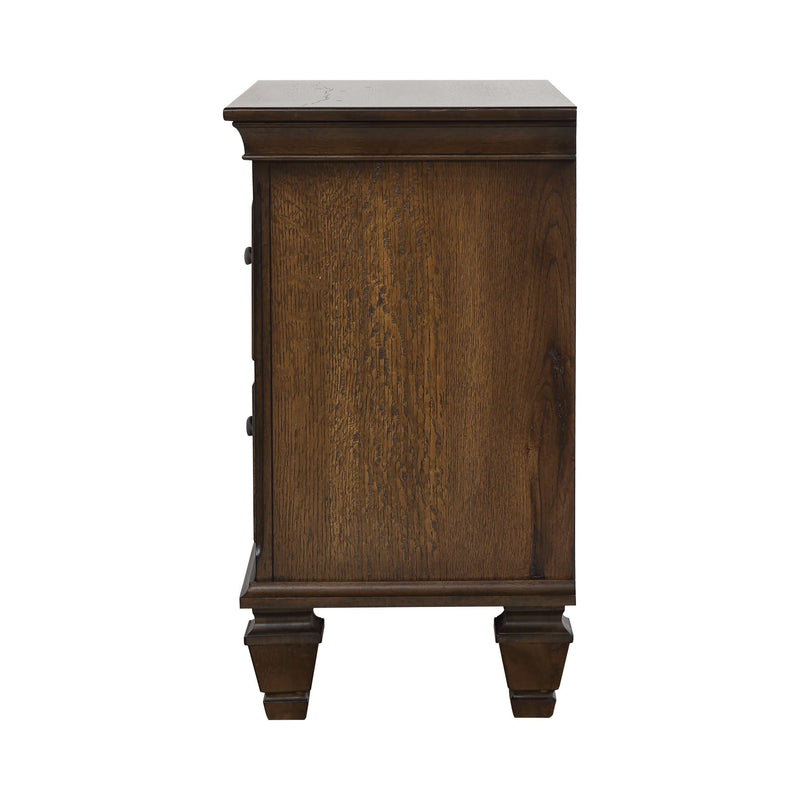 Franco - Burnished Oak - Nightstand w/ Pull Out Tray - Ornate Home