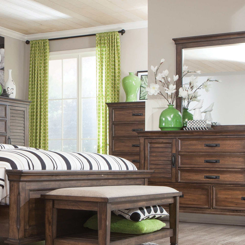 Franco - Burnished Oak - California King Panel Bed - Ornate Home