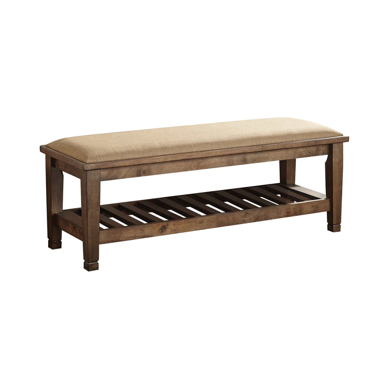 Franco - Beige & Burnished Oak - Bench w/ Lower Shelf - Ornate Home