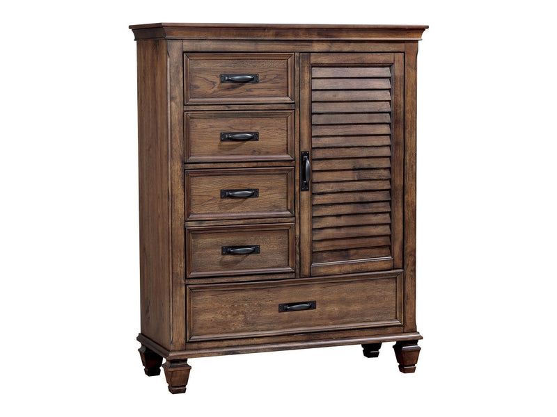 Franco -  Burnished Oak - 5-Drawer Man’s Chest - Ornate Home