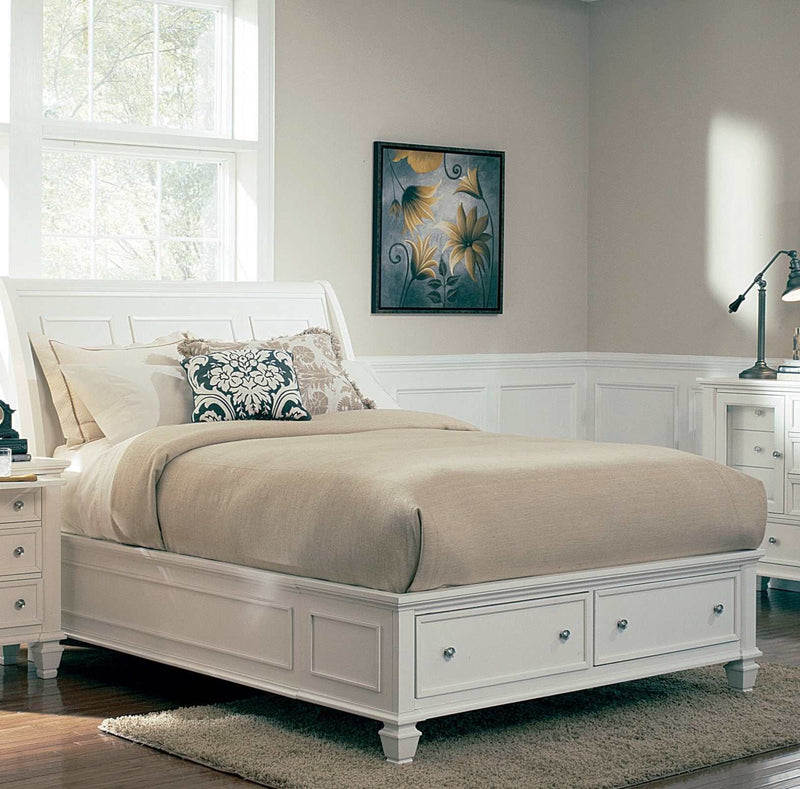 Sandy Beach - White - Queen Storage Bed - Ornate Home