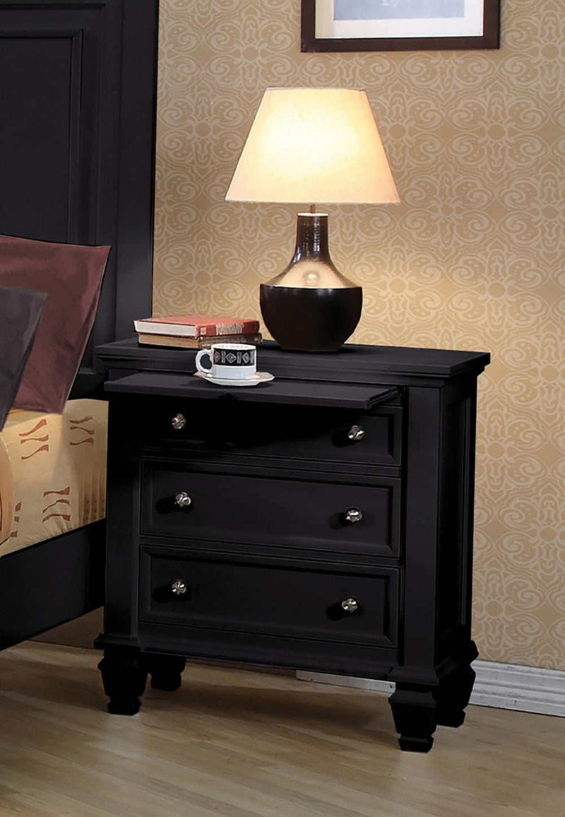 Sandy Beach - Black - Nightstand w/ Tray - Ornate Home