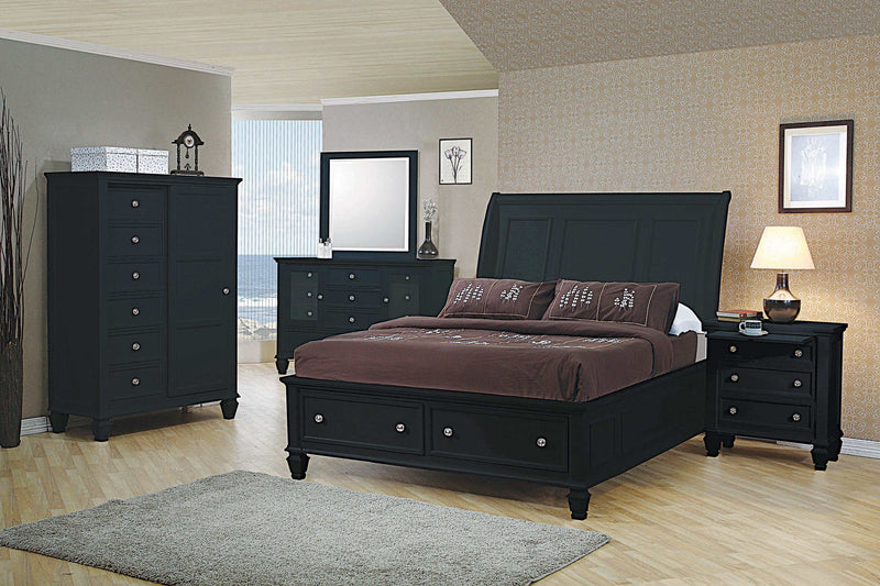 Sandy Beach - Black - 4pc California King Bedroom Set w/ Storage - Ornate Home