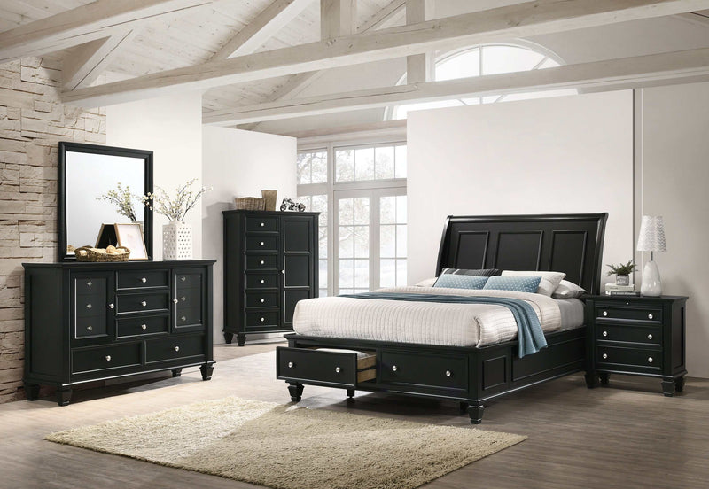 Sandy Beach - Black - 5pc California King Bedroom Set w/ Storage - Ornate Home