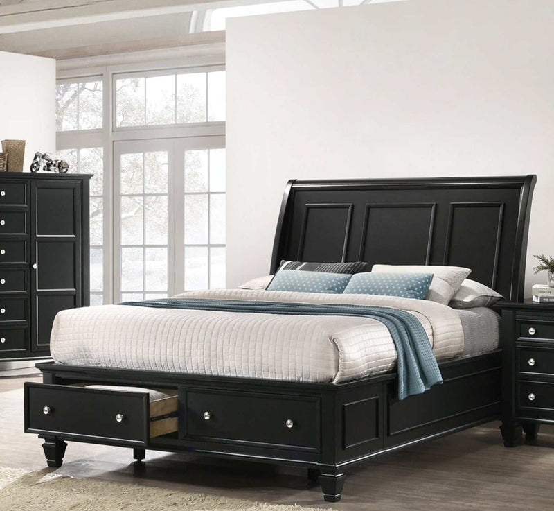 Sandy Beach - Black - Eastern King Storage Bed - Ornate Home